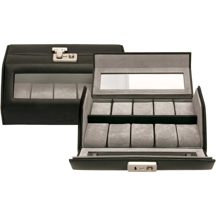 WINDROSE Uhrenbox Nappa 803107.08, Uhrenetui für max. Ø 37mm Armbanduhren, edles Design für stilvolle Uhrenaufbewahrung