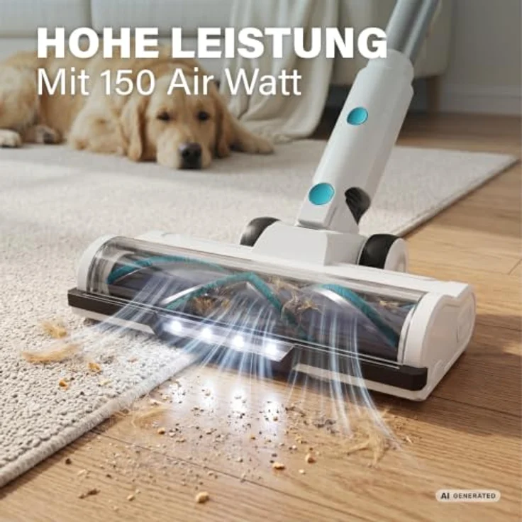 Princess Akku Staubsauger 339520, 150 AirWatt, Bis zu 50 Minuten Laufzeit, Weiß – Bild 6