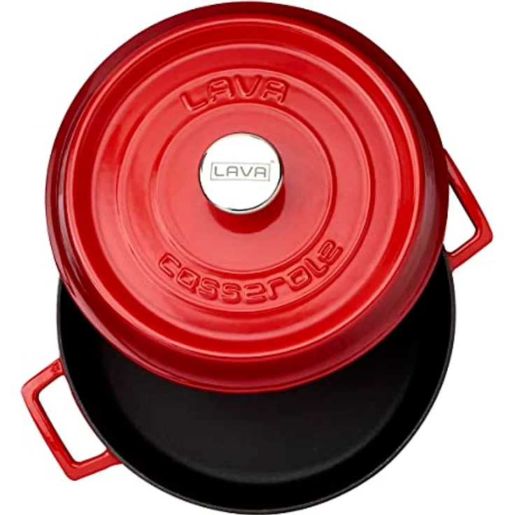 LAVA CASSEROLE MULTIFUNCTIONEEL 3.40 LTR LVYST28K2R RED/BLACK Gusseisen-Kochgeschirr für 3-4 Personen, 3-Schicht-Email-Beschichtung, Spülmaschinen- und handwaschbar – Bild 2