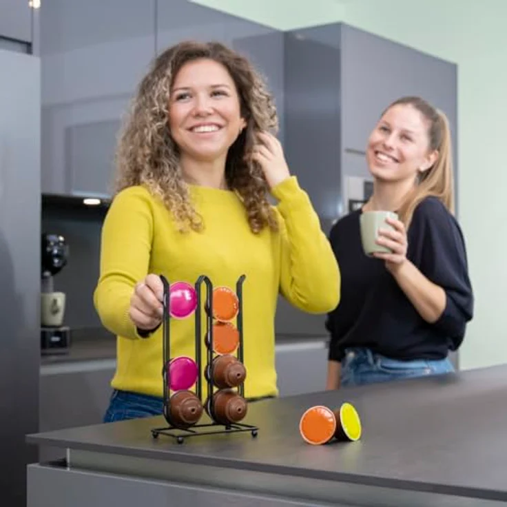 Xavax HAMA Kaffeekapselhalter (Kapselspender für Kaffeekapseln, bis zu 16 Kapseln, Dolce Gusto und Nespresso Vertuo, aus Stahl) Mattschwarz – Bild 2