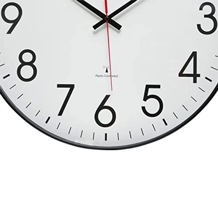 Maul Wanduhr MAULclimb Ø 47 cm | extragroße Funkuhr | stilvolle Uhr für Wohnbereich, Schlafzimmer, Küche, Büro und Besprechungsraum | gut lesbar Dank großen Ziffern | Schwarz – Bild 5