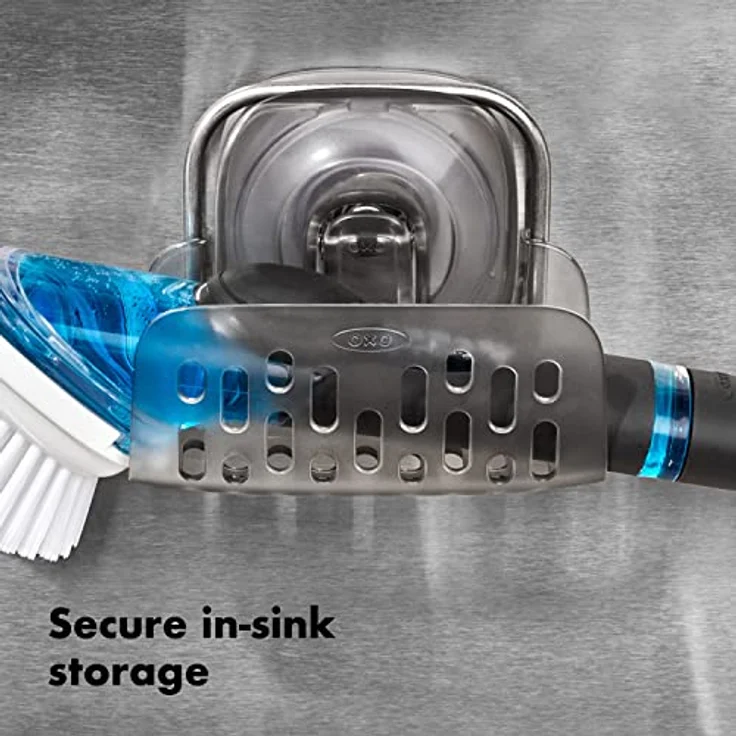 OXO Good Grips 13273500 Stronghold Suction Sponge Holder Schwammhalter, Plastic, grau – Bild 5