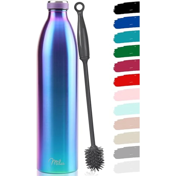 Milu Edelstahl Trinkflasche Aurora 1500ml – Auslaufsichere Thermosflasche für Kinder und Erwachsene, doppelwandige Vakuumisolierung, inkl. Reinigungsbürste – Bild 1