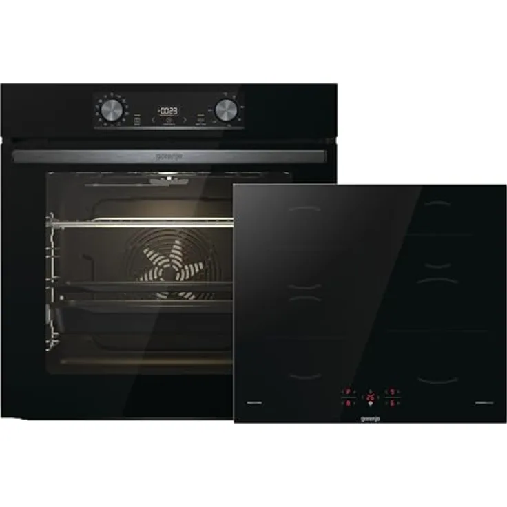Gorenje Black Induction Set 2, autarkes Kochfeld GI6401BSC und Einbau-Backofen BOS6737E06BG, 77L, ExtraSteam, AirFry, PizzaMode 300°C, PerfectGrill, schwarz