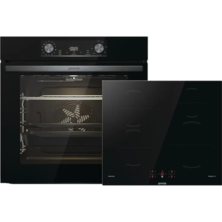 Gorenje Black Induction Set 2, autarkes Kochfeld GI6401BSC und Einbau-Backofen BOS6737E06BG, 77L, ExtraSteam, AirFry, PizzaMode 300°C, PerfectGrill, schwarz – Bild 1