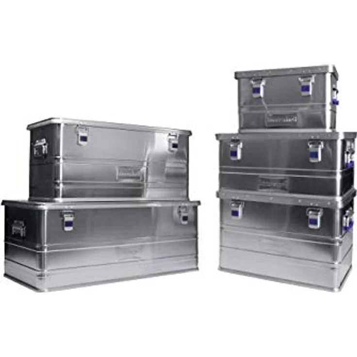 hünersdorff Aluminium-Box Office 50 Liter, wasserdicht mit Gummi-Dichtung, leicht, stabil, Klapphandgriffe, Vorbereitung für Schlösser, Farbe: silber – Bild 4