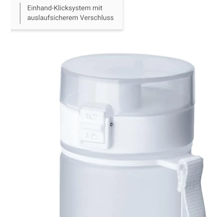 VINSUN Trinkflasche 1L weiß - auslaufsicher, Kohlensäure geeignet, BPA frei, Tritan, Einhandbedienung - Leichte Wasser Flasche für Sport, Schule, Uni, Fahrrad – Bild 3