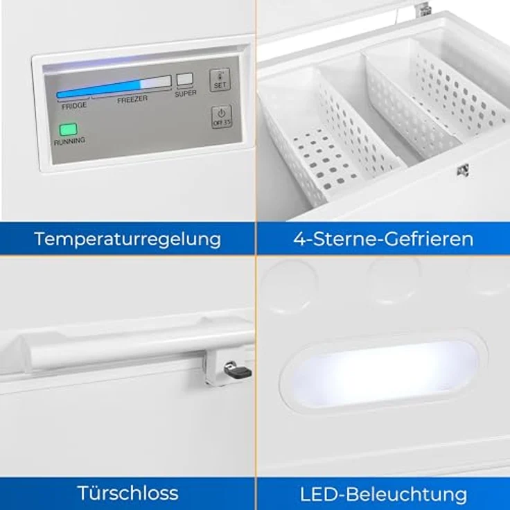 Exquisit Gefriertruhe GT320-HE-040D weiss | Tiefkühltruhe 308 Liter Nutzinhalt | Schnellgefrierfunktion | Kühltruhe 2-in-1 Gerät | Deep Freezer 4 Sterne – Bild 3