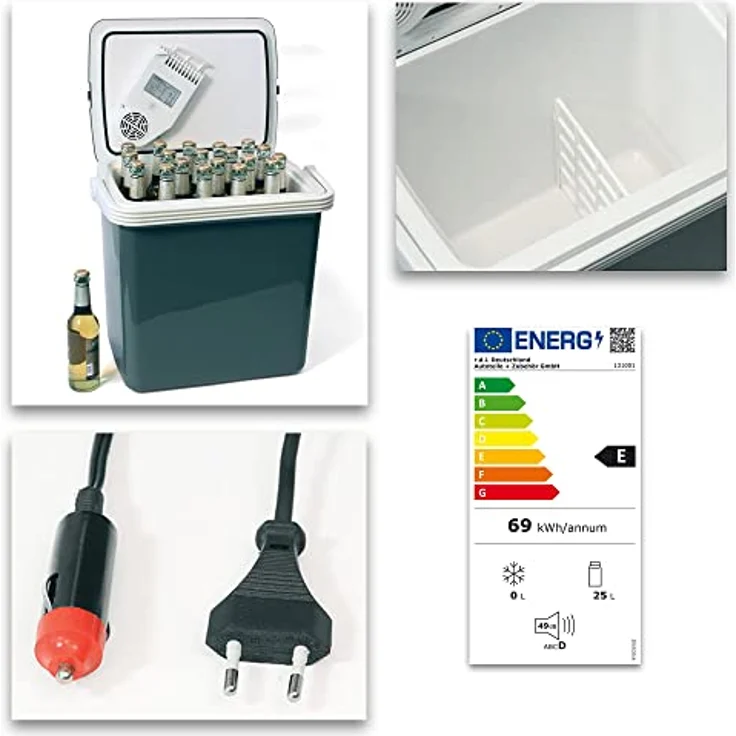 DINO KRAFTPAKET AC-DC Kühlbox thermoelektrisch, 12 V, 230V, 25L, Energieffizienzklasse E, grau – Bild 3