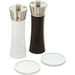 Zassenhaus Zassenhaus Augsburg Pfeffermühle und Salzmühle Set 18 cm schwarz weiß und Untersetzer aus Porzellan