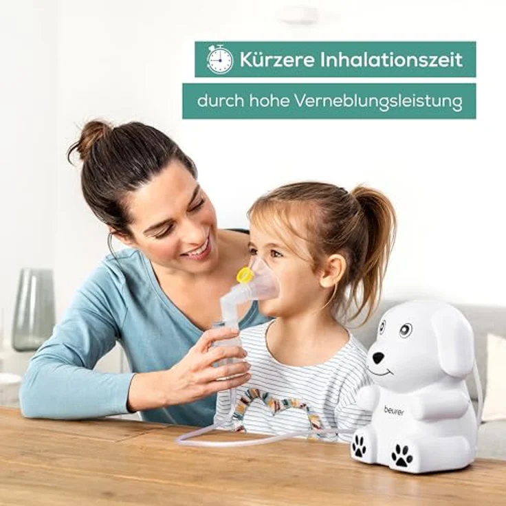 Beurer IH 24 Kids Inhalator mit kinderfreundlichem Design zur Verneblung von flüssigen Medikamenten, ab 6 Monate, hohe Verneblungsleistung und kurze Inhalationszeit, Silikonmaske für empfindliche Haut – Bild 2