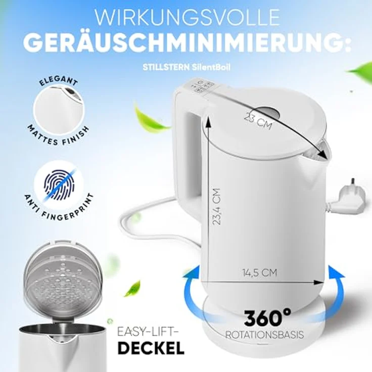 Stillstern Wasserkocher mit Temperatureinstellung [1,7L | 40-55-70-85-100°C], 12 Std. Warmhalten, Präzisionsausguss aus Edelstahl, Anti-Fingerprint, Schnelles Aufheizen [2200W], Leise, Stabiler Halt – Bild 4