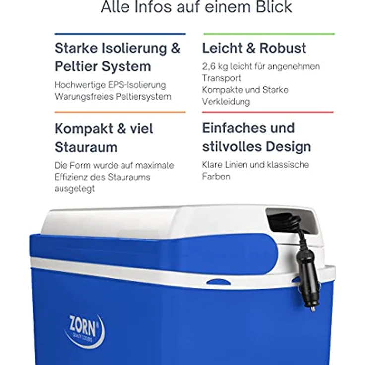 ZORN Z 24 Kühlbox, 20 Liter, 12V, fürs Auto, Kunststoff, blau – Bild 5
