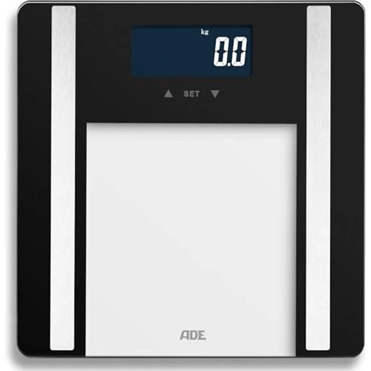 ADE Digitale Körperfettwaage bis 200 kg | Personenwaage mit Körperfettanalyse, BMI, Muskelmasse, Körperwasser, Gewicht, BMR | Körperwaage mit Benutzererkennung | Schwarz – Bild 1