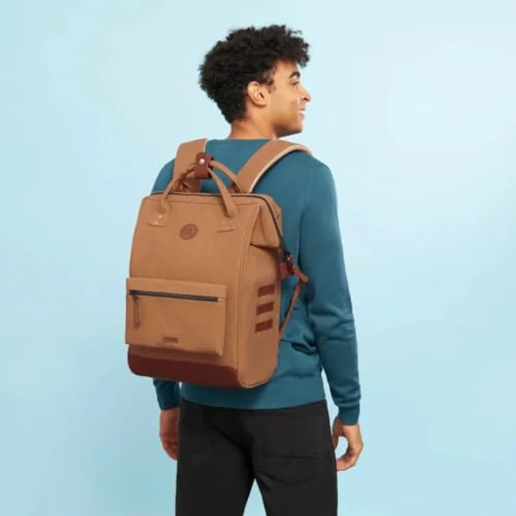 CABAIA Tagesrucksack Adventurer L Nubuck (3-tlg), Veganer Cityrucksack mit austauschbaren Vordertaschen, Lederoptik, 26 L, wasserdicht – Bild 2