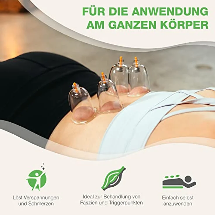 BACKLAxx® Schröpfgläser mit Vakuumpumpe - Hochwertig schröpfen mit bruchfestem Schröpfglas aus Kunststoff, Schröpfset mit Therapiemagneten inkl. Videokurs (12 Stück), Schröpfgläser Silikon – Bild 4