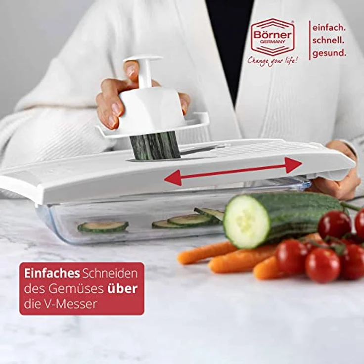 Börner Gemüsehobel V1 ClassicLine Basis Set, Kunststoff, nur zum Schneiden von Scheiben weiß – Bild 3