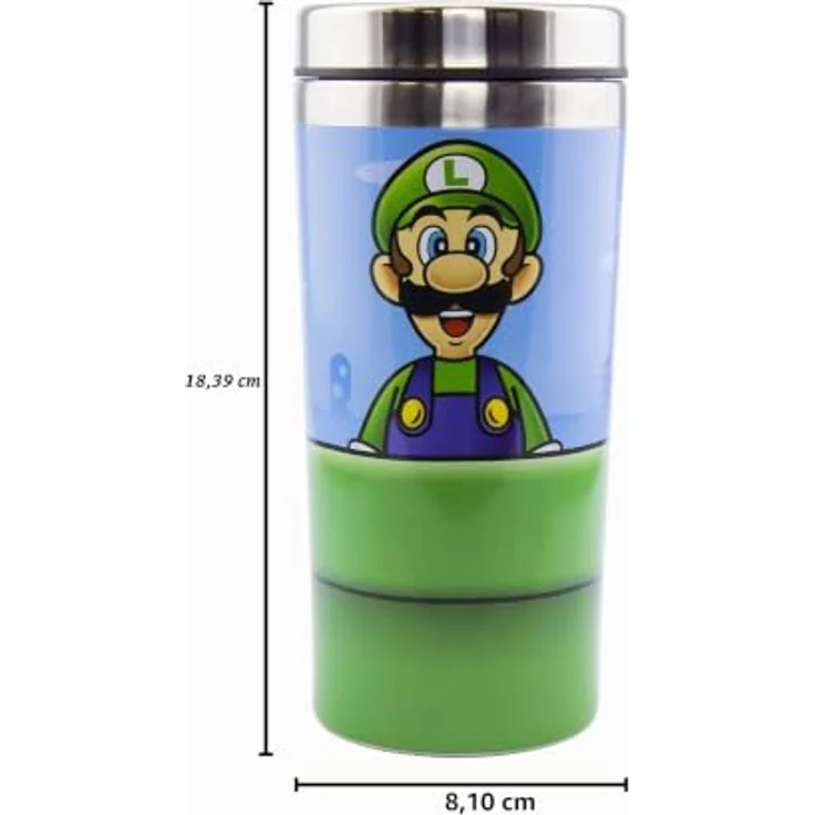 Super Mario Trinkflasche "Warp Pipe", Edelstahl, transparent, Thermoskanne/Reisebecher – Bild 5