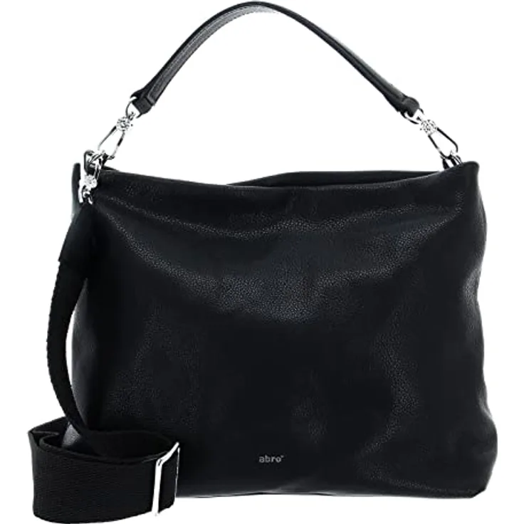Abro Dalia Handtasche, elegante Lederhandtasche mit geräumigem Hauptfach, 32 cm, Schwarz