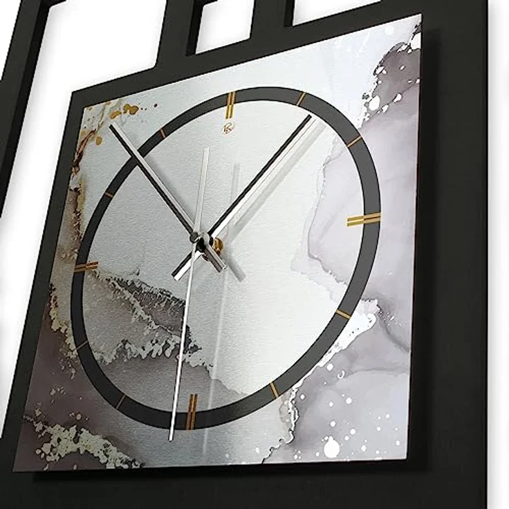 Kreative Feder Designer-Wanduhr „Abstract Water“ in modernem Metallic-Look ohne Tickgeräusche (Funk/Quarz) (Funkuhrwerk) – Bild 4