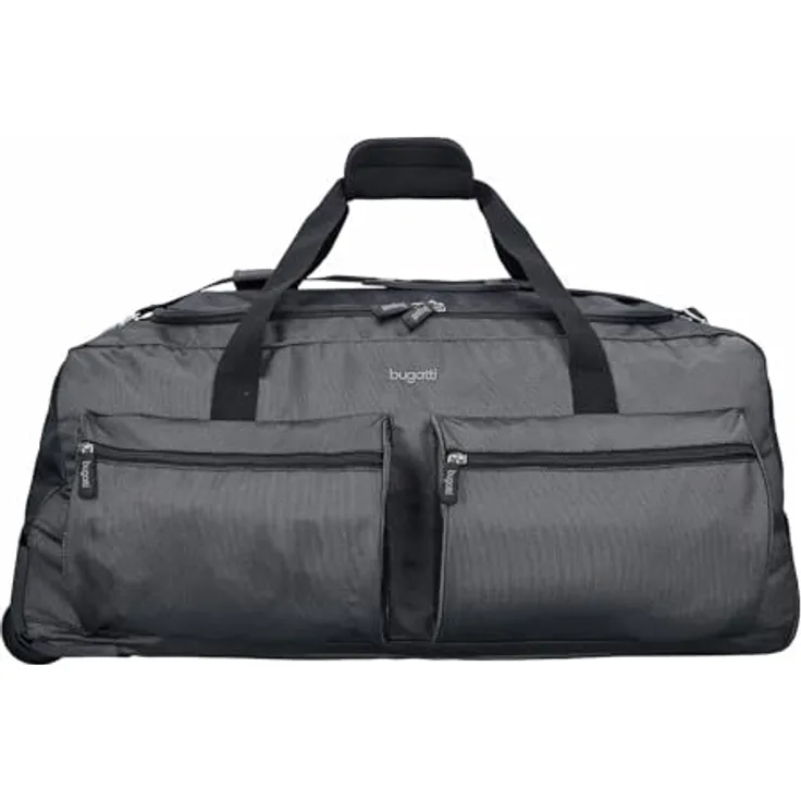 Bugatti Lima 2-Rollen Trolley-Reisetasche, sehr leicht, 70 cm, Grau, 68 l mit seitlichen Taschen und abnehmbarem Umhängeriemen