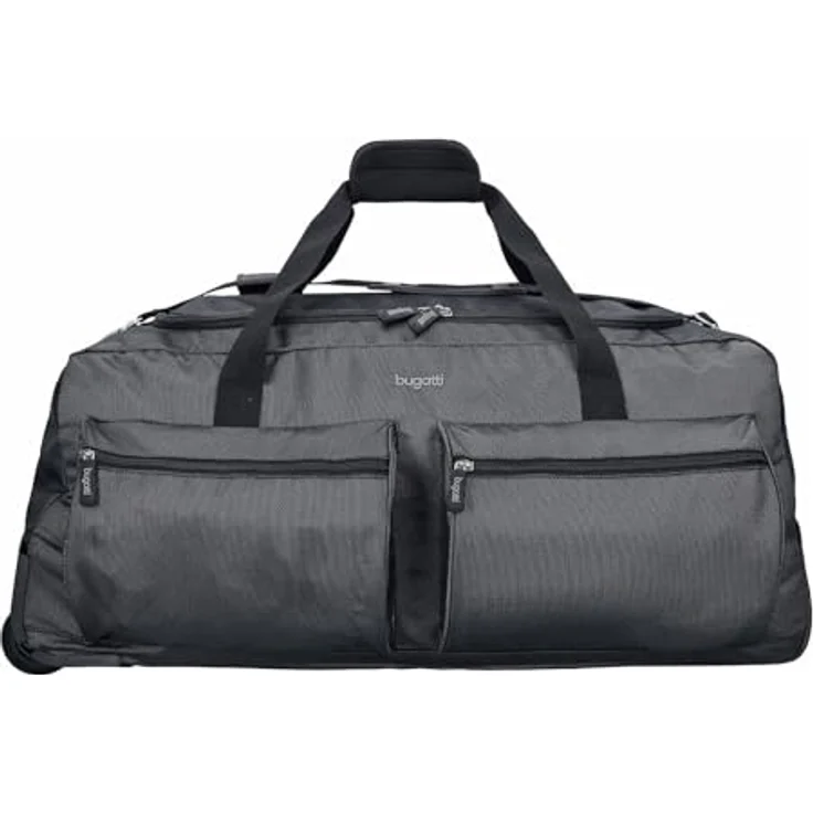 Bugatti Lima 2-Rollen Trolley-Reisetasche, sehr leicht, 70 cm, Grau, 68 l mit seitlichen Taschen und abnehmbarem Umhängeriemen – Bild 1