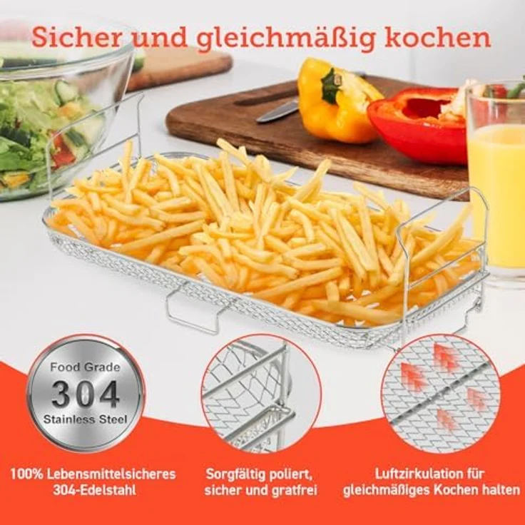 Cosori Bratrost für DualBlaze TwinFry, Röstgestell aus Edelstahl für Heißluftfritteuse, spülmaschinenfest, ideal für Pommes & Hähnchen – Bild 5