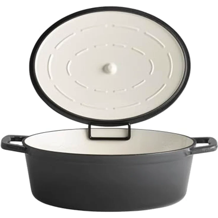 APS 88309 Bräter "5 STARS", Gusseisen, induktionsgeeignet, ofenfest, inkl. Deckelhalter, 33 x 25 cm, 5 Liter, anthrazit – Bild 2