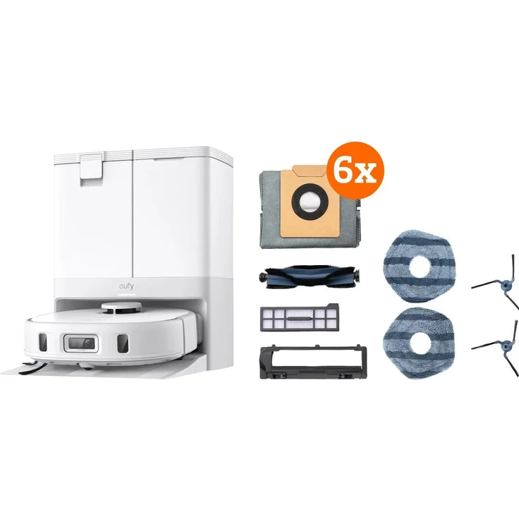 eufy X10 Pro Omni White Complete, Staubsauger Roboter mit Wischfunktion und automatischer Wartung, Weiss