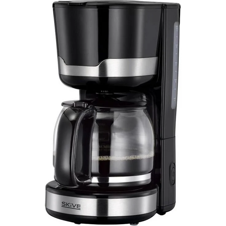 BURI Kaffeebereiter Skive Kaffeemaschine Schwarz Edelstahl 1,5 L Thermoskanne Filter Glas, mit 1000W Leistungsaufnahme, Warmhalteplatte und Anti-Tropf-System - Preisvergleich