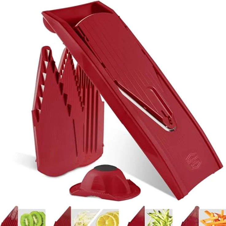 Börner Gemüsehobel V1 ClassicLine Starter Set, Kunststoff, mit 2 Messereinschüben rot – Bild 2