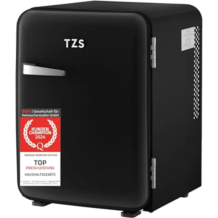TZS First Austria Minikühlschrank | Retro Design | Einstellbare Kühlleistung | Thermoelektrisches Kühlsystem | 40L | schwarz – Bild 1