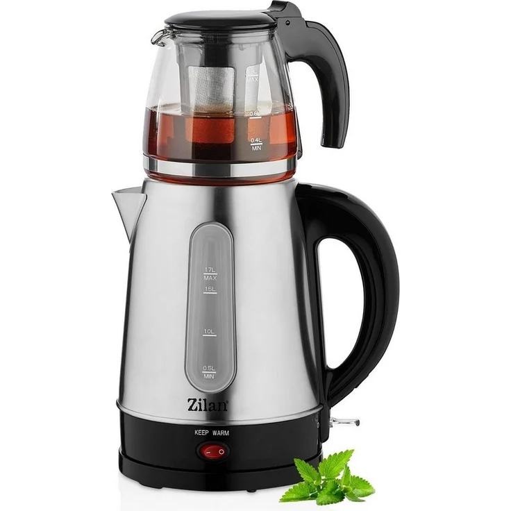 Zilan ZLN-3581 Wasserkocher, 1.7 l, 2200 W, Warmhaltefunktion, Edelstahl, BPA-frei