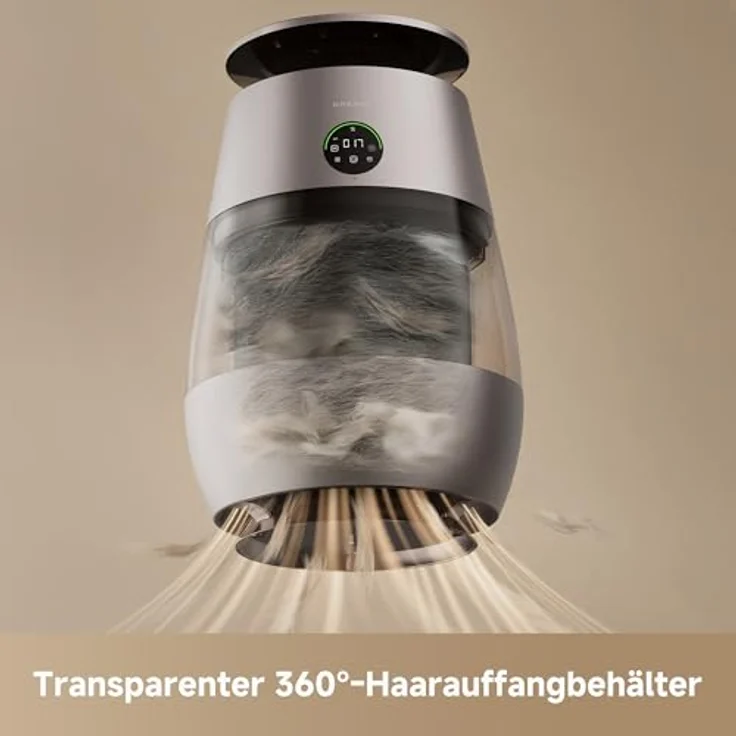DREAME Haustier-Luftreiniger AP10, 360°-Luft-Unterdruck-Rückführungssystem mit fünfstufiger Reinigung, transparenter Behälter, LED-Beleuchtung und App-Steuerung – Bild 3