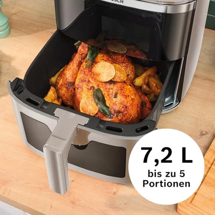 Bosch Heißluftfritteuse Serie 6 MAF671C0, XXL Air Fryer in creme, 7,2 L, beleuchtetes Sichtfenster, 7 voreingestellte Programme, bis zu 65% schnelleres Kochen – Bild 4