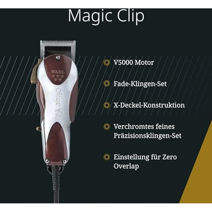 Wahl Haarschneidemaschine Netzbetrieb 2,4 m Kabel inkl. 8 Kammaufsätze, Schmieröl, Reinigungspinsel – Bild 2