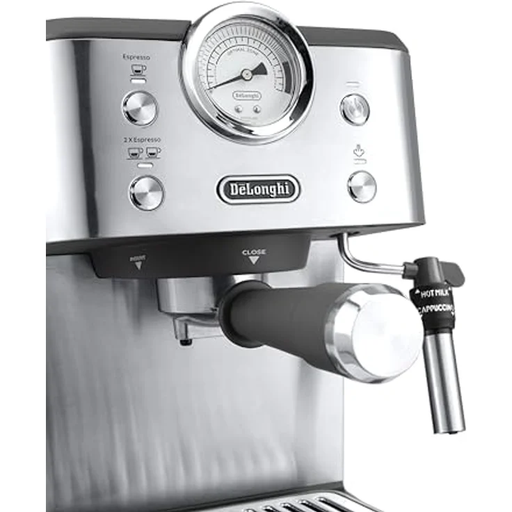 De'Longhi Linea Classic, Siebträgermaschine mit 15-bar Profipumpe, Thermoblock-Technologie und verstellbarem Milchaufschäumer, Schwarz – Bild 3