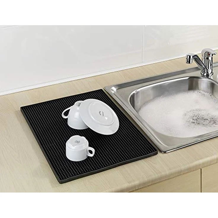 WENKO Abtropfmatte Maxi, Trocken-matte für Geschirr, 40 x 1 x 30 cm, schwarz – Bild 3