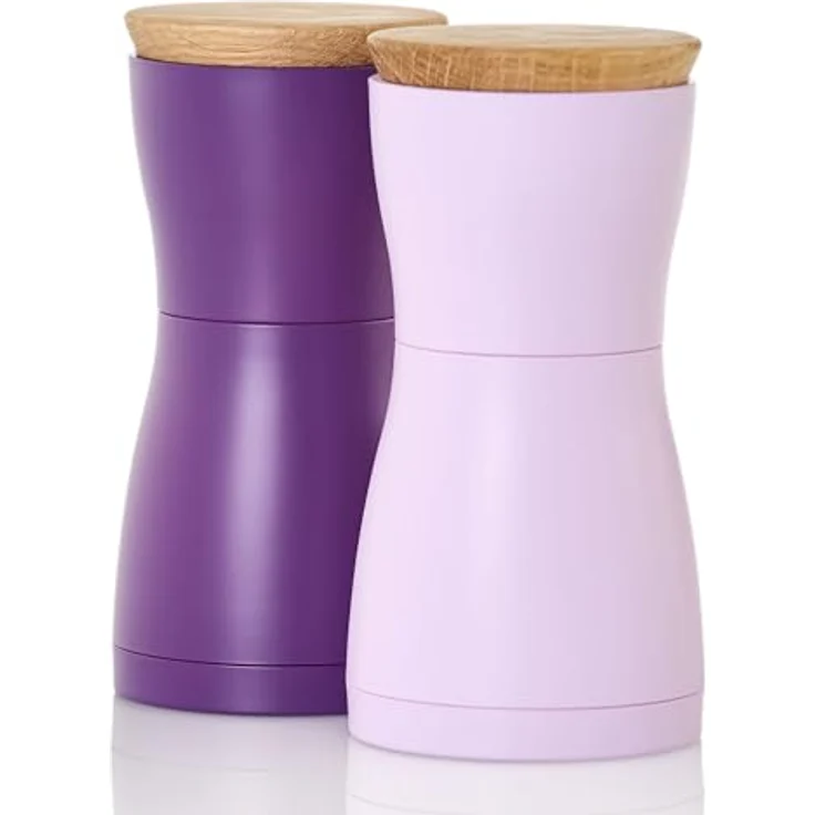 AdHoc MP124 Set Pfeffer- und Salzmühle Twin, CeraCut® Keramik Mahlwerk, dark purple&light purple, stufenlose Einstellung des Mahlgrades, Aromaschutzklappe – Bild 1