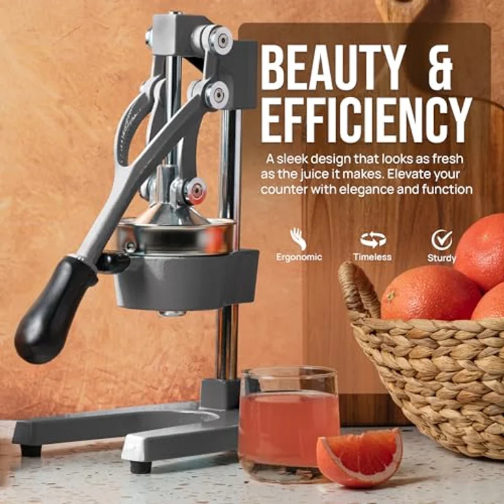Zulay Kitchen Orangensaftpresse aus Gusseisen, professionelle Zitruspresse mit 12,7 cm Becher, leicht zu reinigen und langlebig aus Edelstahl – Bild 3