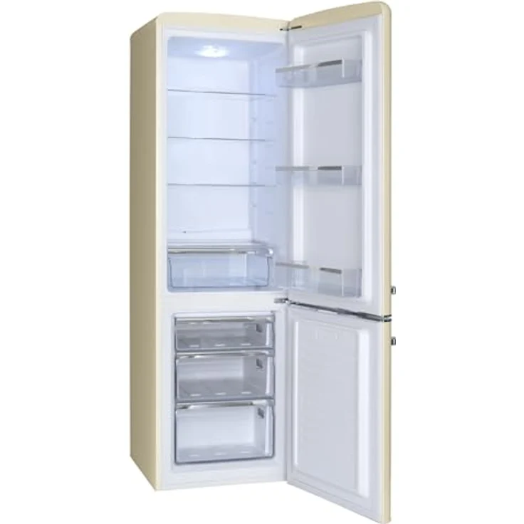 Amica Retro Kühl-Gefrierkombination 244 L EEK D freistehend 55cm breit (Beige) – Bild 5