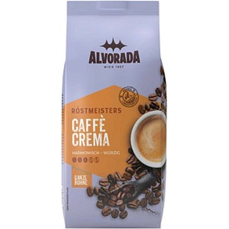 ALVORADA Caffé Crema Kaffeebohnen, Arabica- und Robustabohnen, 1000 g - Ausgewogene Mischung für Vollautomaten