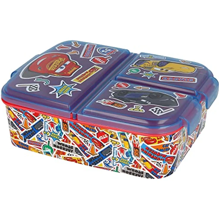 Disney Cars Lunchbox Brotdose Sticker 3 Fächer Lunch to Go Vesper Dose, Rot – Bild 2