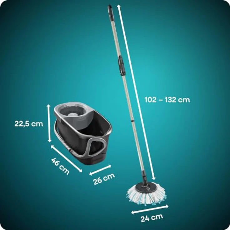 Leifheit Bodenwischer-Set CLEAN TWIST Disc Mop Ergo Black, 4-teilig, mit Auswringen im Stehen, dosierbarer Feuchtigkeit und Teleskopstiel 109-140 cm – Bild 8