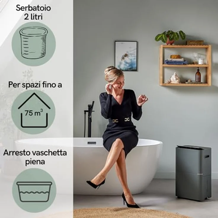 QLIMA Luftentfeuchter d 812 smart grau, Plug & Play, Smart, Timer, bis zu 12 Liter/Tag – Bild 3