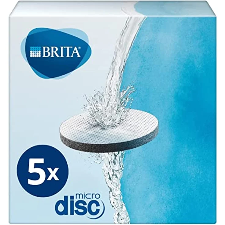 BRITA Wasserfilter MicroDisc 5er Pack, Filter für alle BRITA Trinkflaschen und Karaffen zur Reduzierung von Chlor, Mikropartikel und anderen geschmacksstörenden Stoffen im Leitungswasser – Bild 1