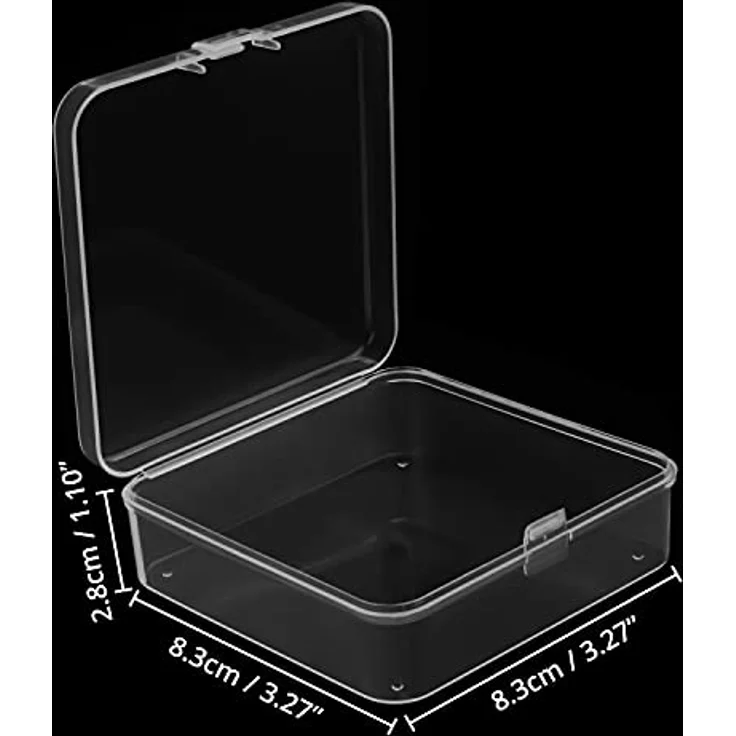 Belle Vous Kleine Aufbewahrungsbox Plastik Transparent mit Deckel zum Klappen (24 Stk) – 8,3 x 8,3 x 2,8 cm Mini Plastik Boxen für Kleine Perlen, Pillen, Schmuck, Schrauben Sortierbox, Bastelzubehör – Bild 2