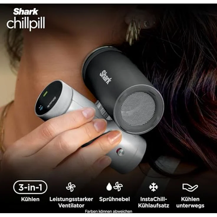 Shark ChillPill 3-in-1 Ventilator mit HydroGo Sprühnebel, InstaChill Kühlplatte & 7,5 m/s Luftstrom – Tragbar für Indoor & Outdoor – Blau – Bild 2