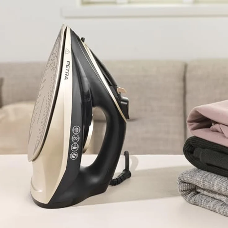 Petra PF01480VDE Dampfbügeleisen, 2200W mit dualer Keramiksohle, kontinuierlicher Dampffunktion und 230 ml Wassertank, Schwarz und Bronze – Bild 5