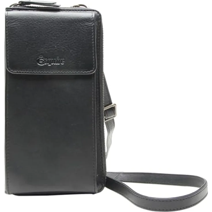 Esquire Peru Handytasche, Leder mit 16 Kreditkartenfächern, 10 cm, schwarz